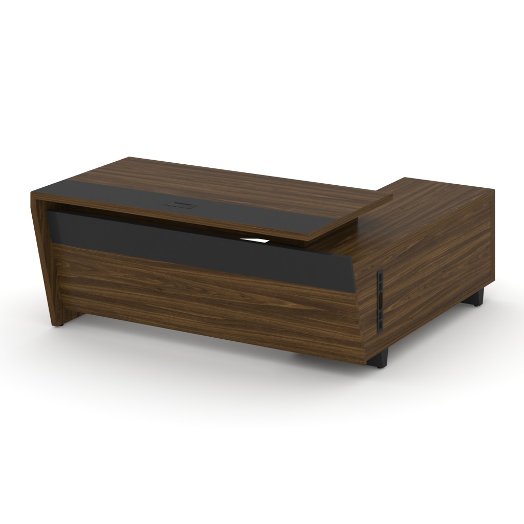 Стол руководителя с тумбой Riva Corner 1800*1800*750 Riva Corner Орех Лоренцо/Графит/Металл Графит