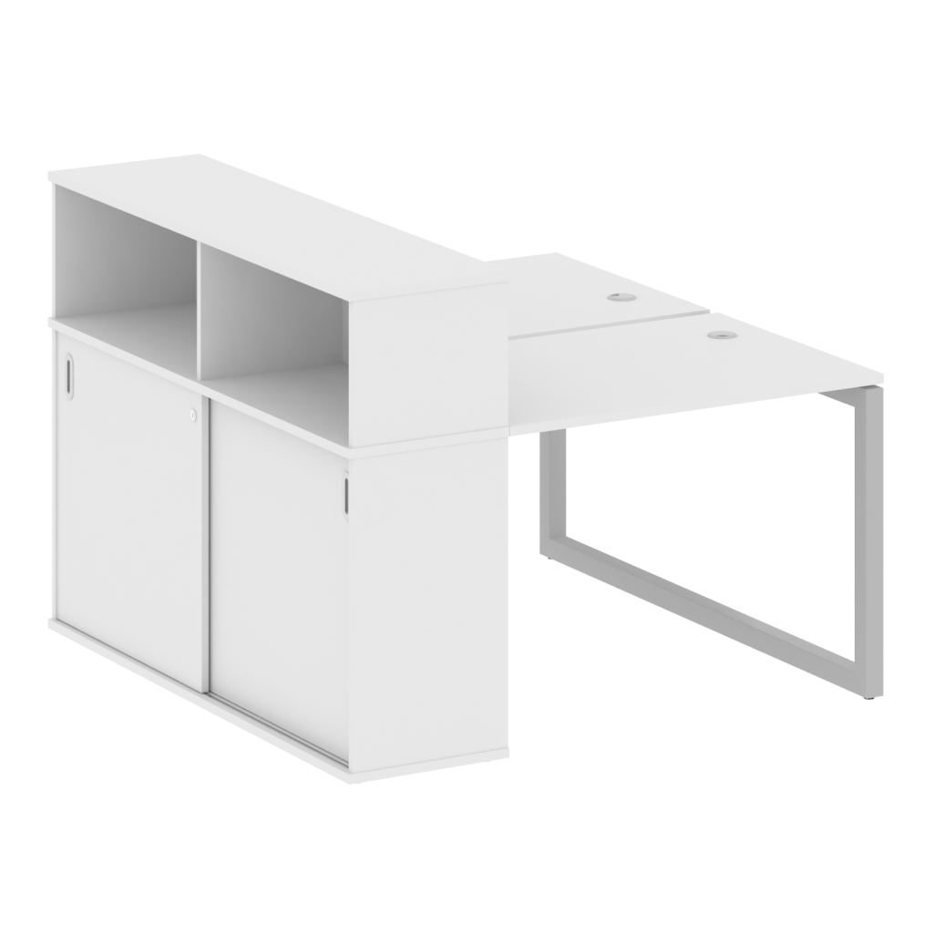 Рабочая станция на 2 рабочих места с опорным шкафом-купе Метал Систем Куатро 1410*1475*1098 Метал Систем Куатро Белый