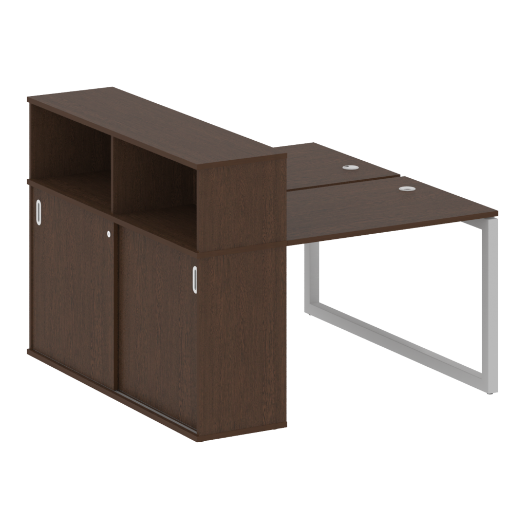 Рабочая станция на 2 рабочих места с опорным шкафом-купе Метал Систем Куатро 1410*1475*1098 Метал Систем Куатро Венге Цаво