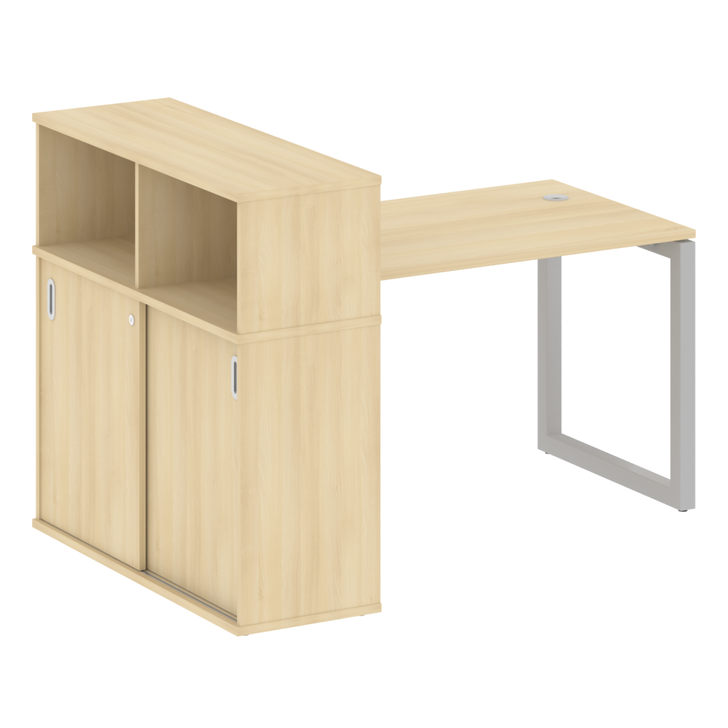 Стол письменный с опорным шкафом-купе Метал Систем Куатро 1610*1120*1098 Метал Систем Куатро Акация Лорка