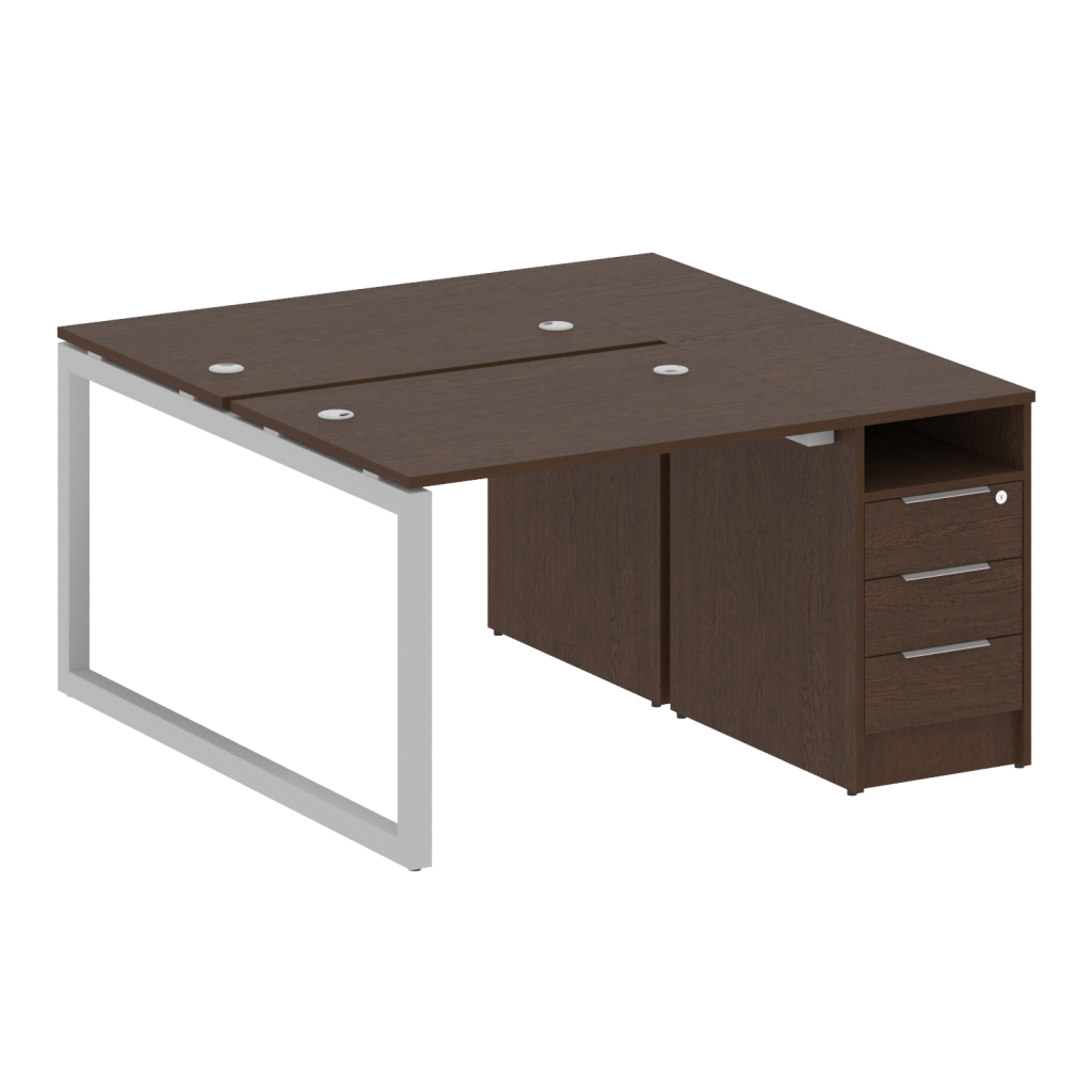 Рабочая станция на 2 рабочих места с опорной тумбой Метал Систем Куатро 1412*1475*750 Метал Систем Куатро Венге Цаво