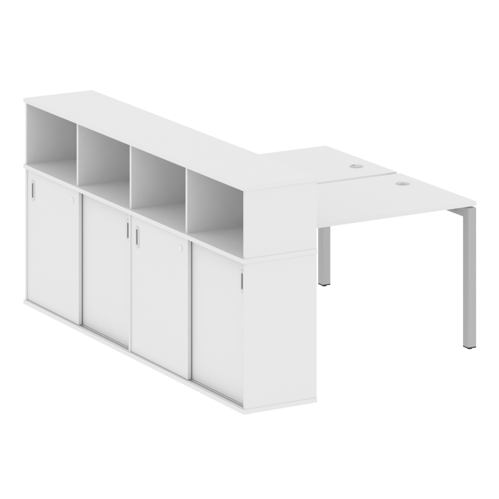 Рабочая станция на 2 рабочих места с опорным шкафом-купе Метал Систем Куатро 1610*2332*1098 Метал Систем Куатро Белый