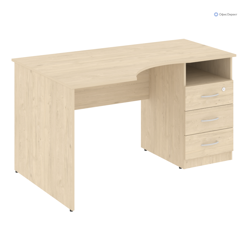 Стол криволинейный с тумбой правый Нова С 1400*900*750 Нова С Бук Артизан