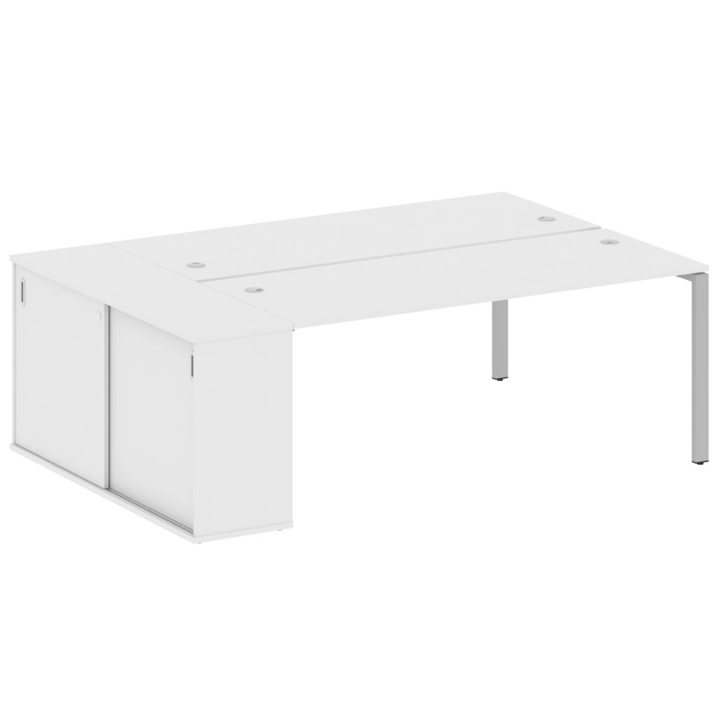 Бенч-система на 2 рабочих места с опорным шкафом-купе Рива Метал Систем 2210*1475*750 Рива Метал Систем Белый