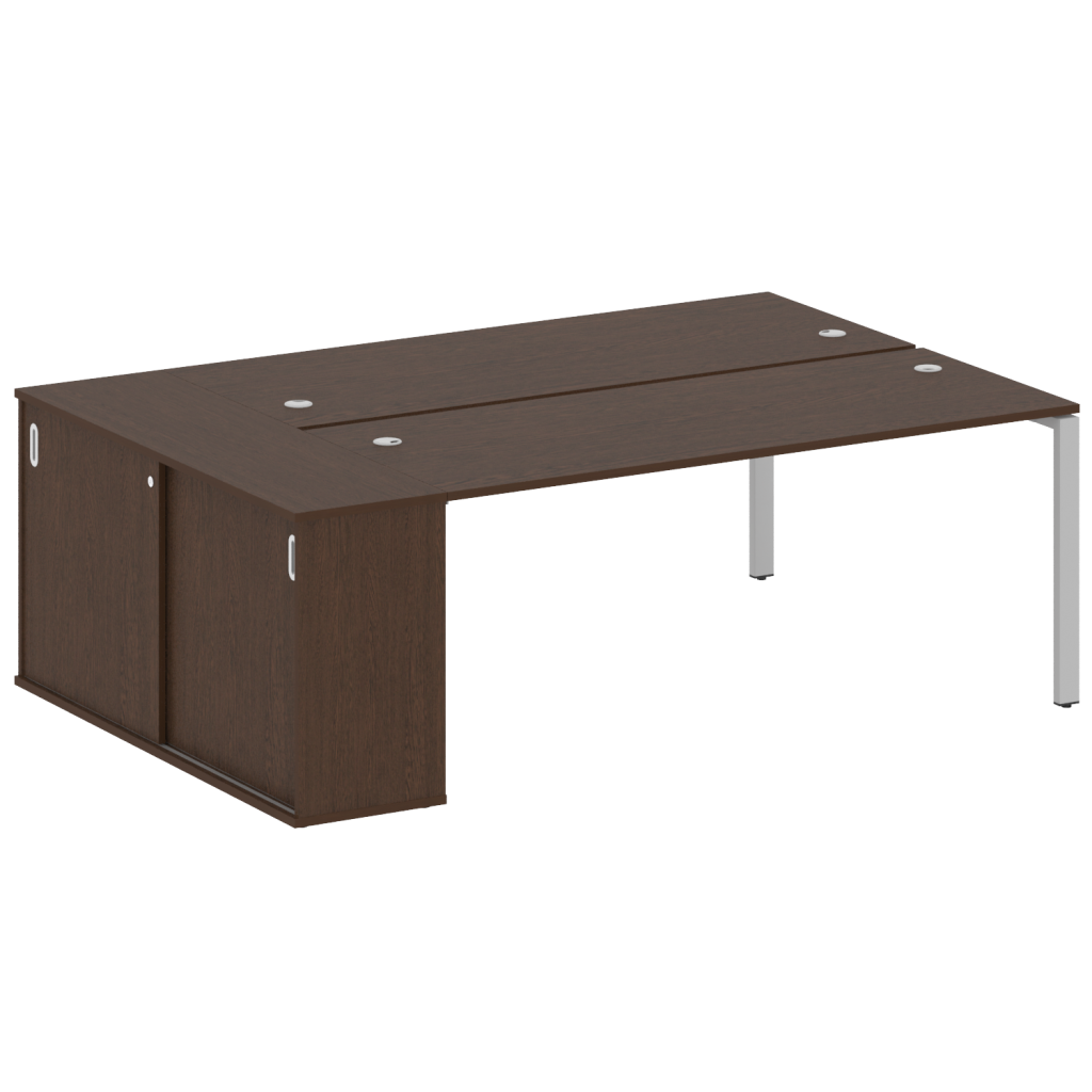 Бенч-система на 2 рабочих места с опорным шкафом-купе Рива Метал Систем 2210*1475*750 Рива Метал Систем Венге Цаво