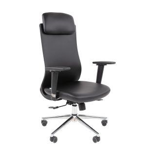 Офисное кресло с подголовником Chairman 500LUX Черный/Экокожа