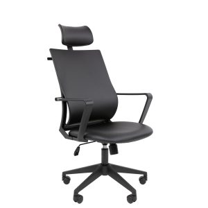 Офисное кресло с подголовником Chairman 545 Черный/Экокожа